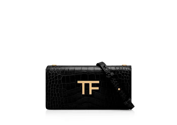Women Shoulder Bags Tom Ford Shiny Stamped Crocodile Leather Tf Mini Bag