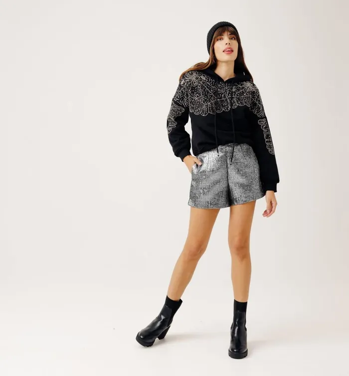 Women Silvery Lam Shorts 8211 Silver Promod Shorts Women Silvery Lam Shorts 8211 Silver Promod Shorts