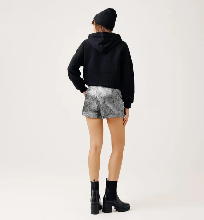 Women Silvery Lam Shorts 8211 Silver Promod Shorts Women Silvery Lam Shorts 8211 Silver Promod Shorts