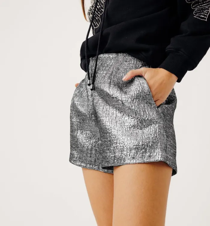 Women Silvery Lam Shorts 8211 Silver Promod Shorts Women Silvery Lam Shorts 8211 Silver Promod Shorts