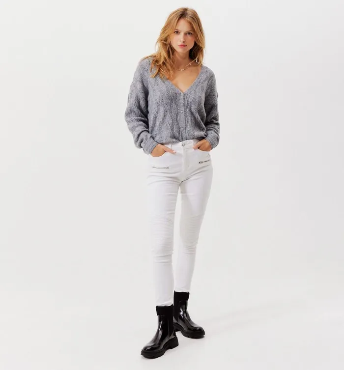 Women Skinny Canvas Trousers 8211 Ecru Promod Trousers