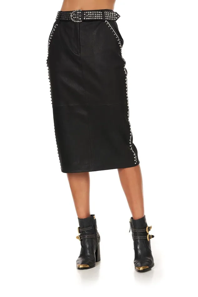 Women Skirts Camilla Belted Leather Skirt Leather
