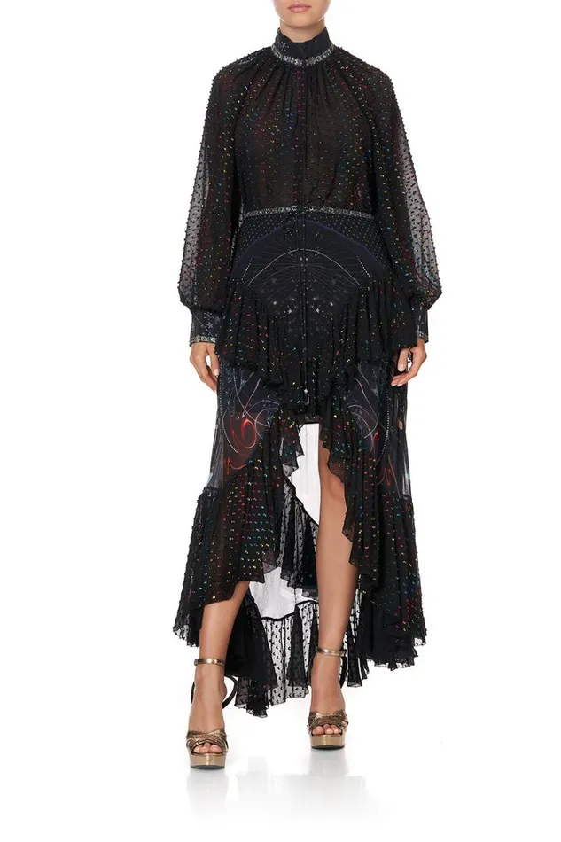 Women Skirts Camilla Maxi Skirt With Double Frill Midnight Moon House