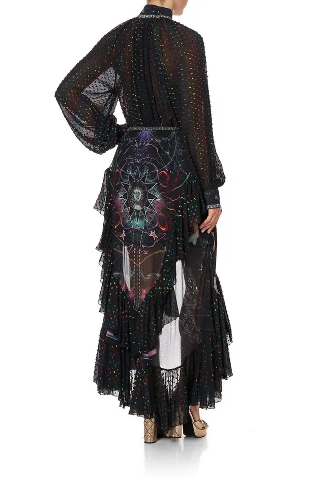 Women Skirts Camilla Maxi Skirt With Double Frill Midnight Moon House