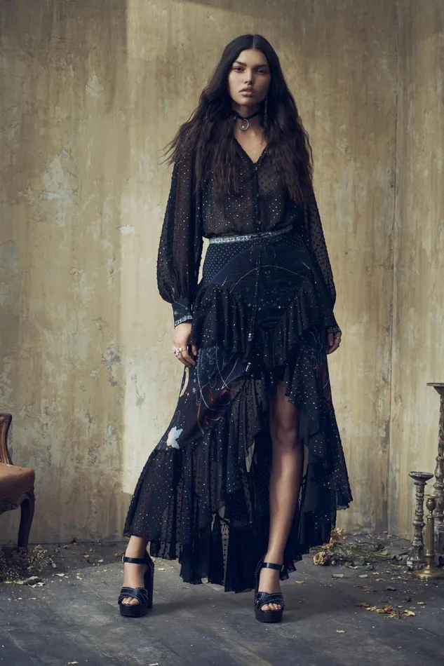 Women Skirts Camilla Maxi Skirt With Double Frill Midnight Moon House