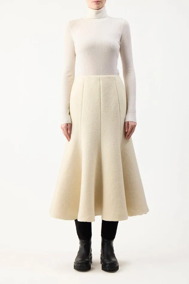 Women Skirts Gabriela Hearst Amy Skirt In Ivory DoubleFace Recycled Cashmere Felt