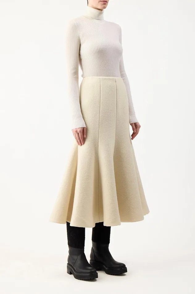 Women Skirts Gabriela Hearst Amy Skirt In Ivory DoubleFace Recycled Cashmere Felt
