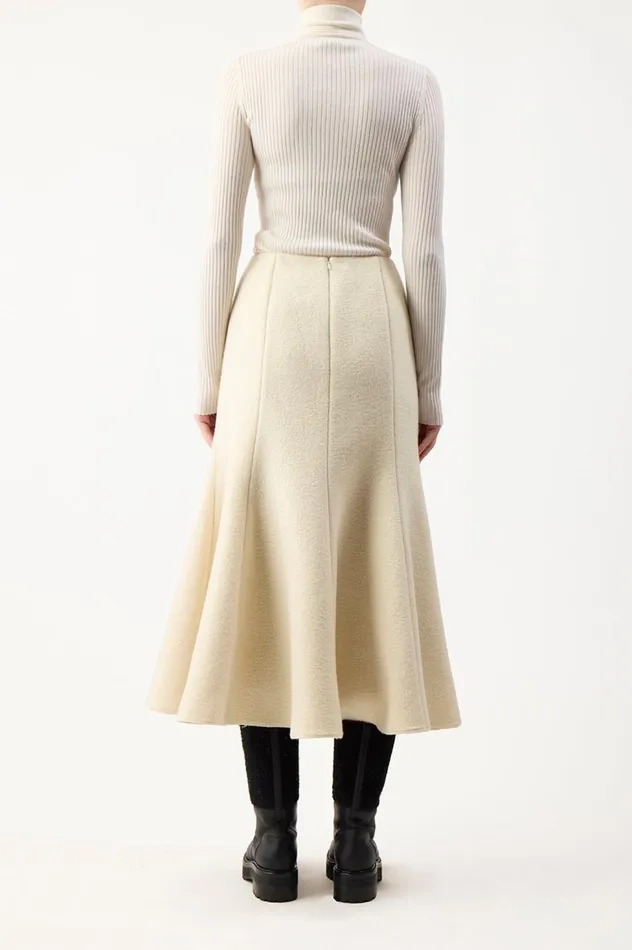 Women Skirts Gabriela Hearst Amy Skirt In Ivory DoubleFace Recycled Cashmere Felt