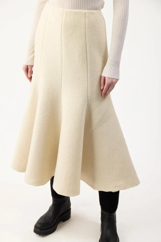 Women Skirts Gabriela Hearst Amy Skirt In Ivory DoubleFace Recycled Cashmere Felt