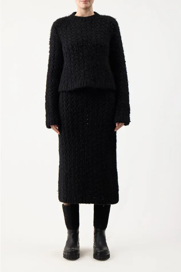 Women Skirts Gabriela Hearst Collin Knit Skirt In Black Welfat Cashmere