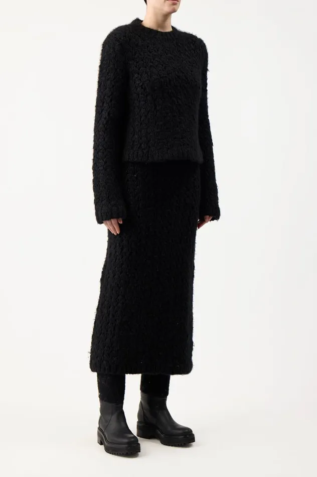 Women Skirts Gabriela Hearst Collin Knit Skirt In Black Welfat Cashmere
