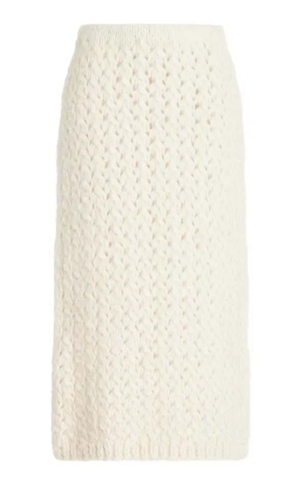Women Skirts Gabriela Hearst Collin Knit Skirt In Ivory Welfat Cashmere