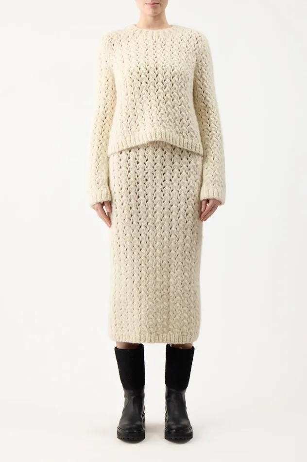 Women Skirts Gabriela Hearst Collin Knit Skirt In Ivory Welfat Cashmere