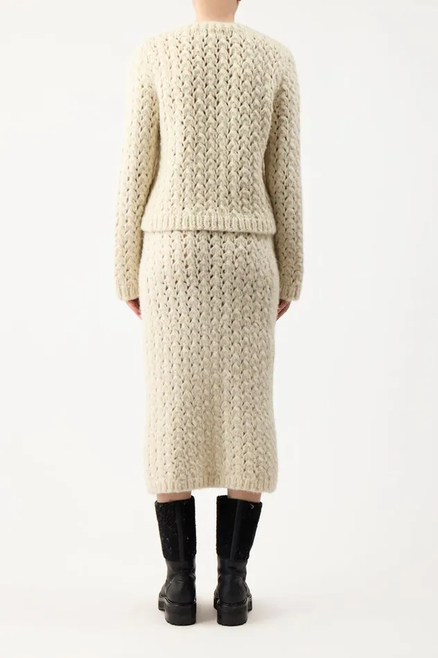 Women Skirts Gabriela Hearst Collin Knit Skirt In Ivory Welfat Cashmere