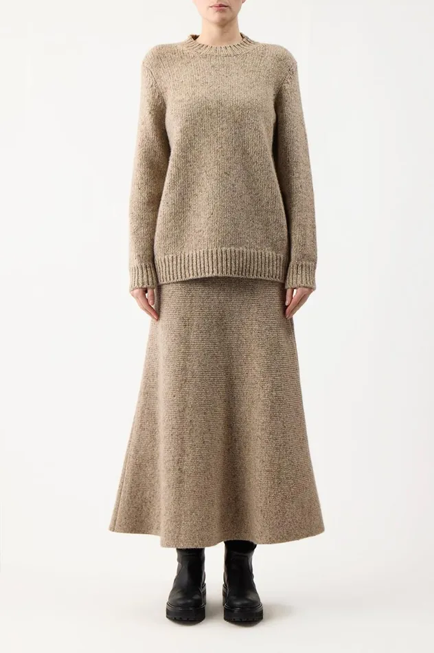 Women Skirts Gabriela Hearst Eden Knit Skirt In Oatmeal Multi Cashmere