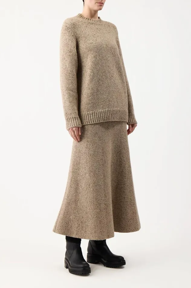 Women Skirts Gabriela Hearst Eden Knit Skirt In Oatmeal Multi Cashmere