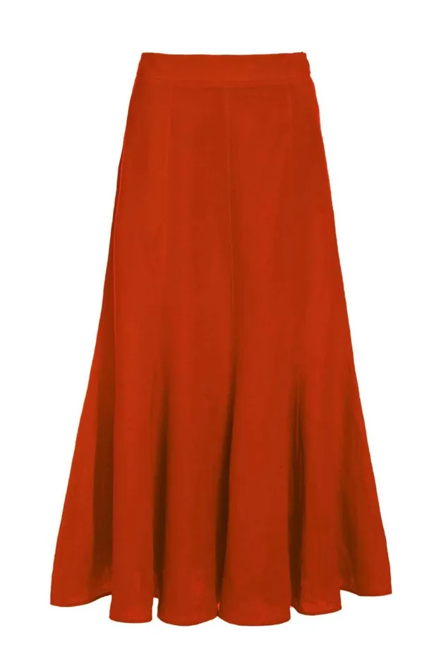 Women Skirts Gabriela Hearst Tate Skirt In Red Clay Aloe Linen