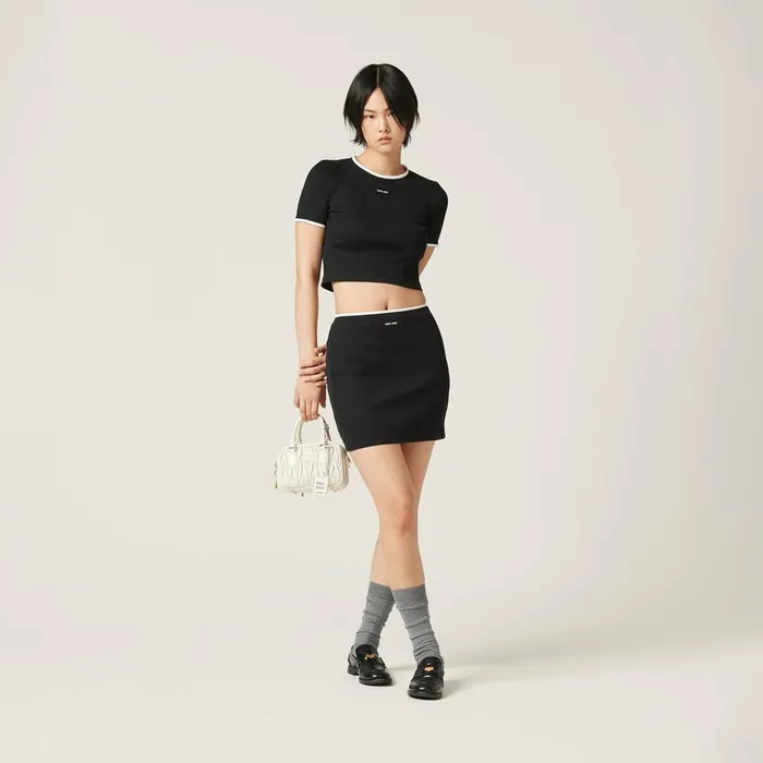 Women Skirts Miu Miu Cotton Skirt Black Women Skirts Miu Miu Cotton Skirt Black
