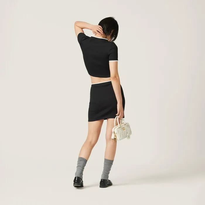Women Skirts Miu Miu Cotton Skirt Black Women Skirts Miu Miu Cotton Skirt Black
