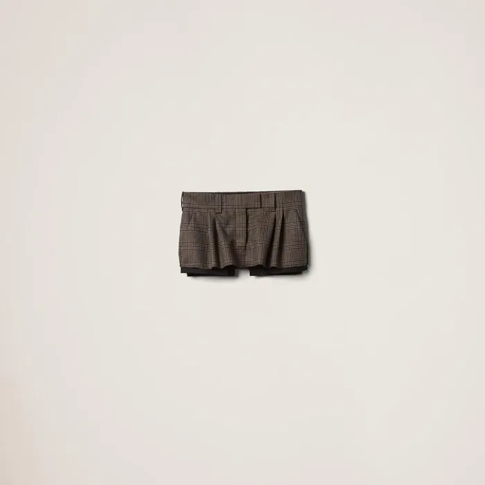 Women Skirts Miu Miu Prince Of Wales Check Miniskirt Bark Brown