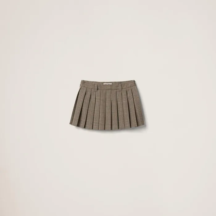 Women Skirts Miu Miu Prince Of Wales Check Skirt Tobacco
