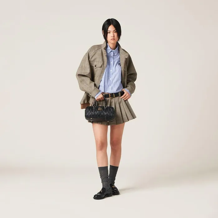 Women Skirts Miu Miu Prince Of Wales Check Skirt Tobacco Women Skirts Miu Miu Prince Of Wales Check Skirt Tobacco