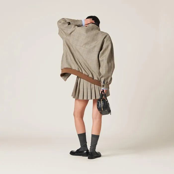 Women Skirts Miu Miu Prince Of Wales Check Skirt Tobacco Women Skirts Miu Miu Prince Of Wales Check Skirt Tobacco