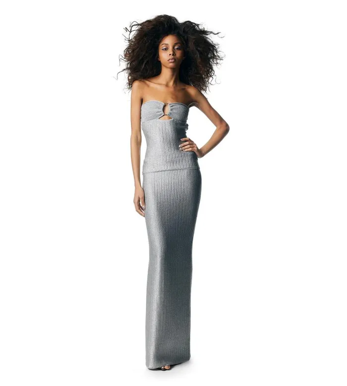 Women Skirts Tom Ford Metallic Wool Floor Length Skirt Silver Women Skirts Tom Ford Metallic Wool Floor Length Skirt Silver