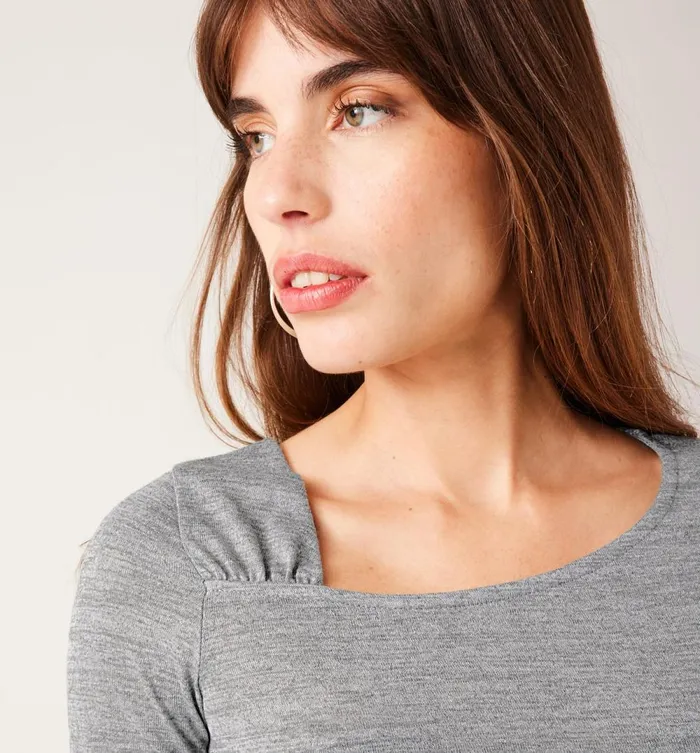Women Slanted Neckline Top 8211 Light Grey Promod Tops Women Slanted Neckline Top 8211 Light Grey Promod Tops