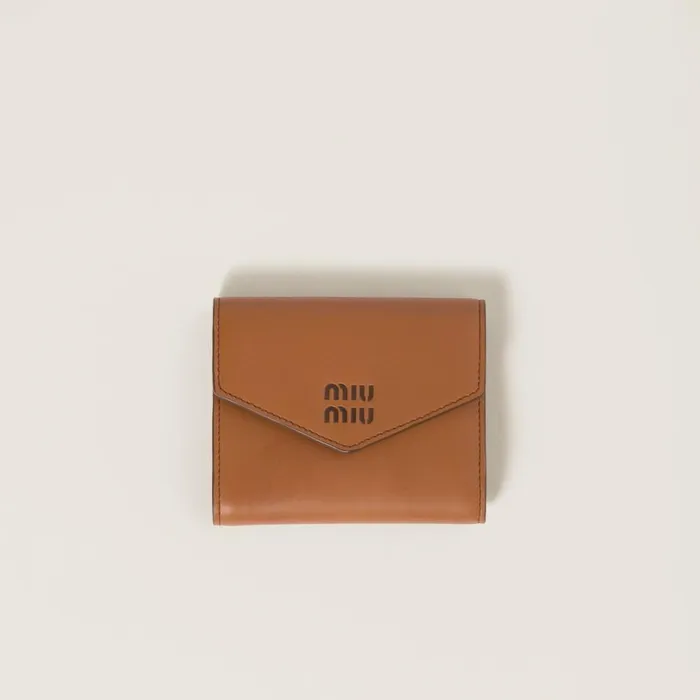 Women Small Wallets Miu Miu Small Leather Wallet Cognacpalisander