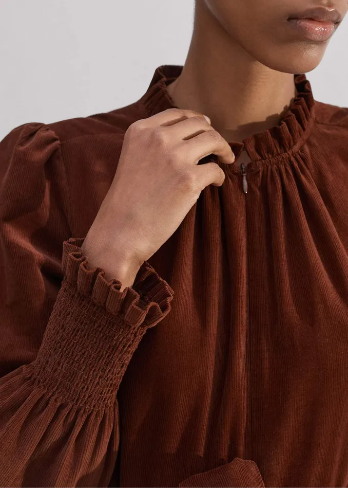 Women Soft Cord Maxi Dress Belt Conker MEEM