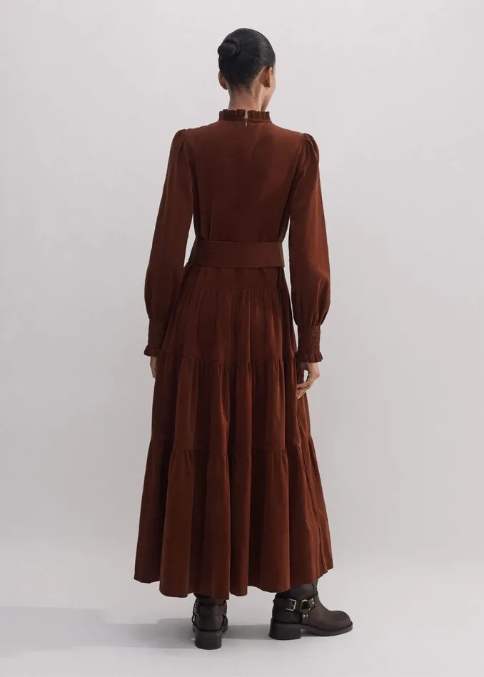 Women Soft Cord Maxi Dress Belt Conker MEEM