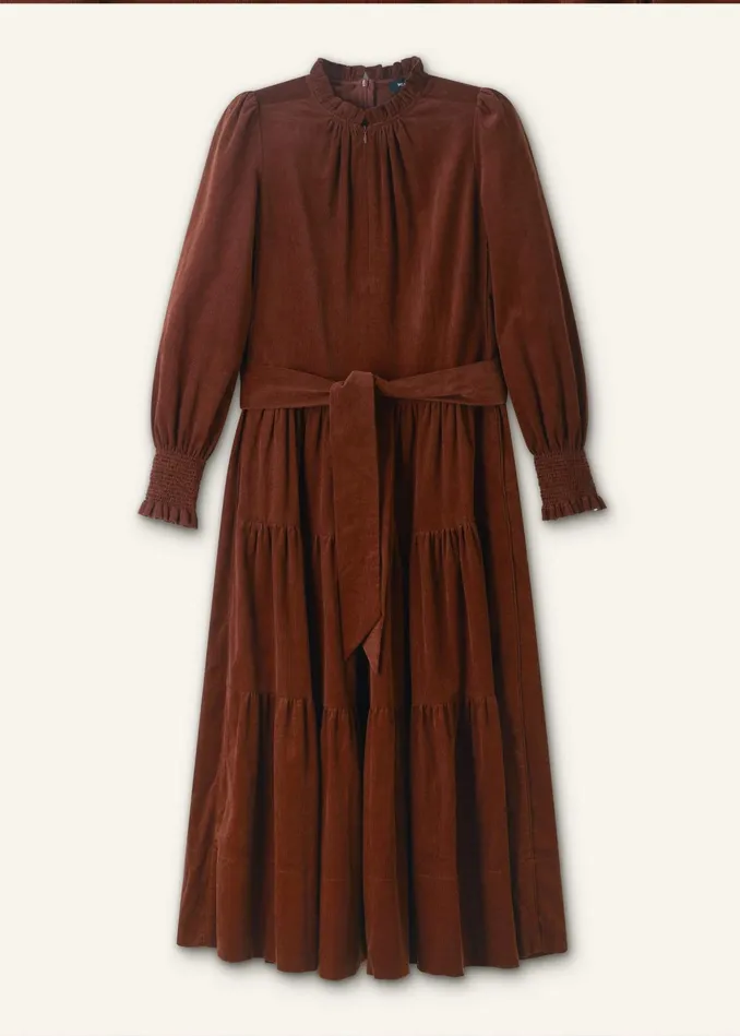 Women Soft Cord Maxi Dress Belt Conker MEEM