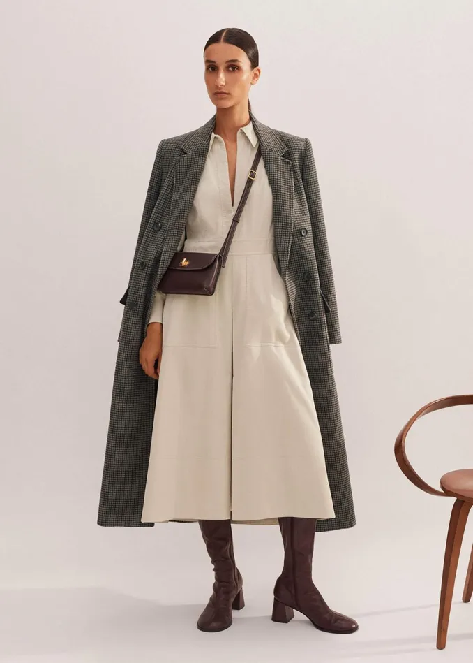 Women Soft Cord Midi Dress Belt Winter White MEEM