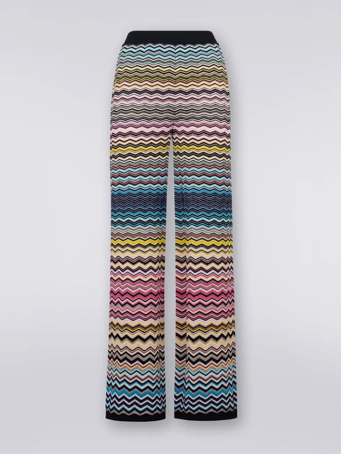 Women Straight Cotton And Viscose Trousers With Multicoloured Chevron Multicoloured Missoni Trousers Women Straight Cotton And Viscose Trousers With Multicoloured Chevron Multicoloured Missoni Trousers