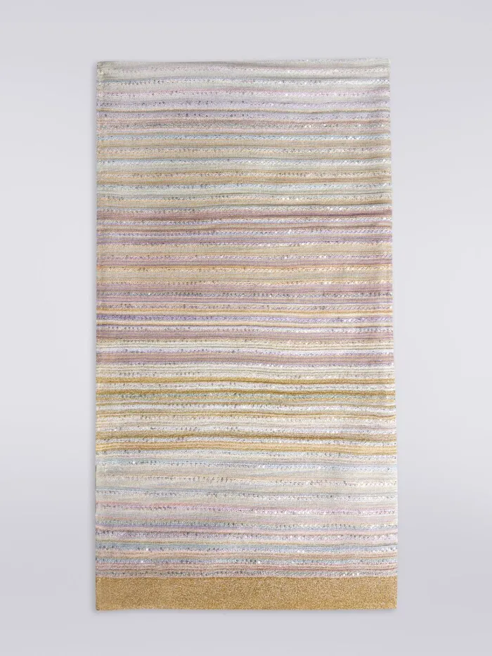 Women Striped Viscose Blend Stole With Sequins Multicoloured Missoni Scarves and Foulards