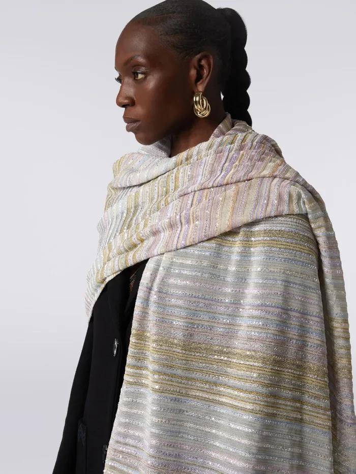 Women Striped Viscose Blend Stole With Sequins Multicoloured Missoni Scarves and Foulards Women Striped Viscose Blend Stole With Sequins Multicoloured Missoni Scarves and Foulards