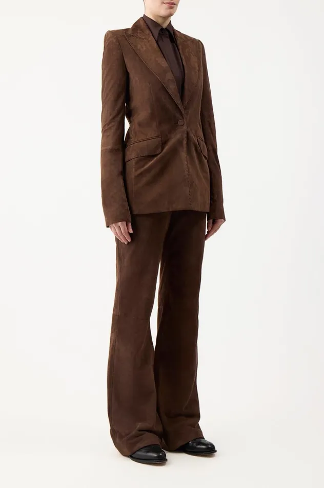 Women Suits Gabriela Hearst Leiva Blazer In Chocolate Suede