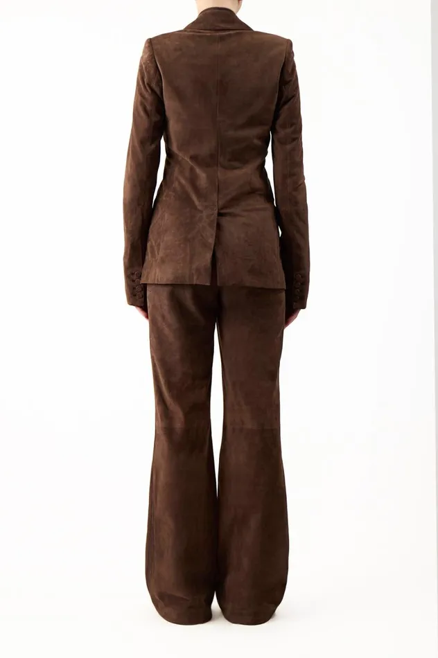 Women Suits Gabriela Hearst Leiva Blazer In Chocolate Suede