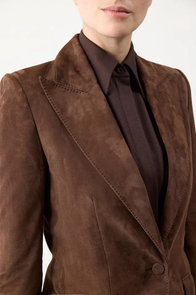 Women Suits Gabriela Hearst Leiva Blazer In Chocolate Suede