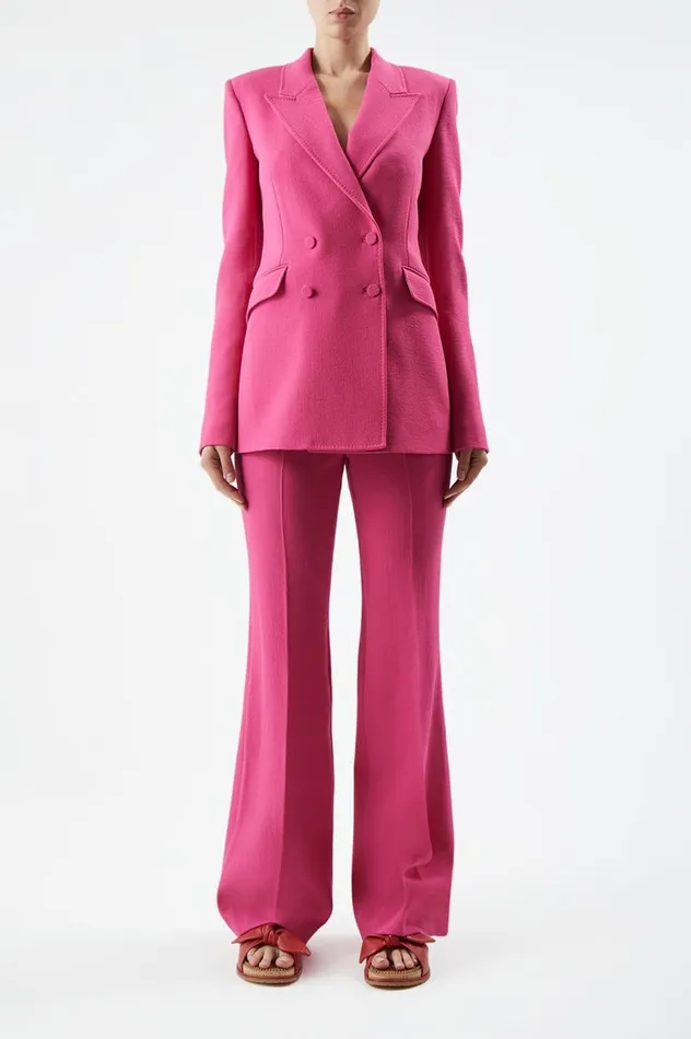 Women Suits Gabriela Hearst Stephanie Blazer In Fuchsia Virgin Wool Crepe