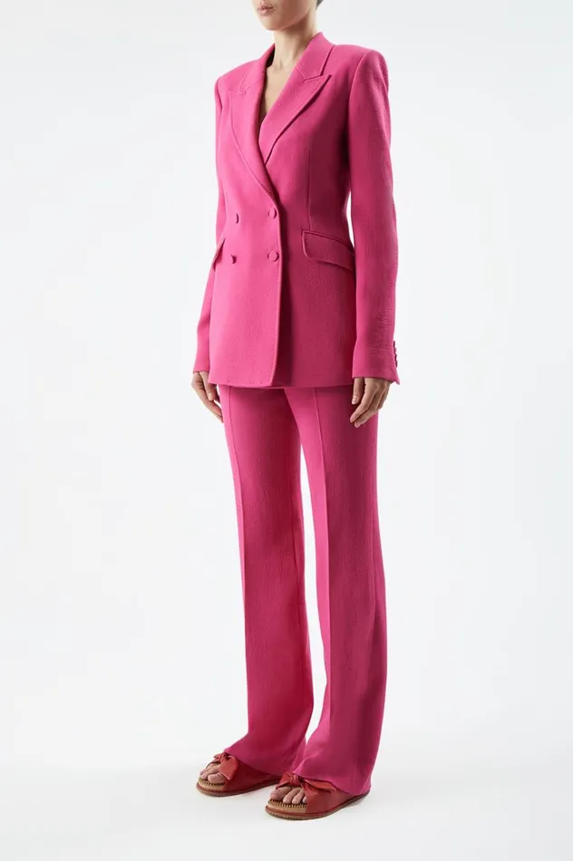 Women Suits Gabriela Hearst Stephanie Blazer In Fuchsia Virgin Wool Crepe