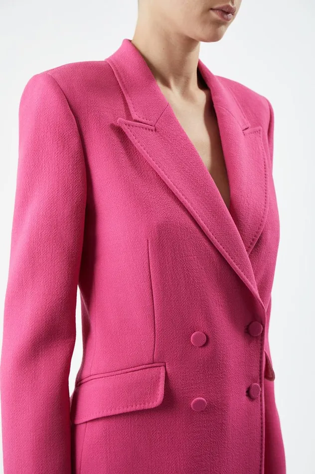 Women Suits Gabriela Hearst Stephanie Blazer In Fuchsia Virgin Wool Crepe