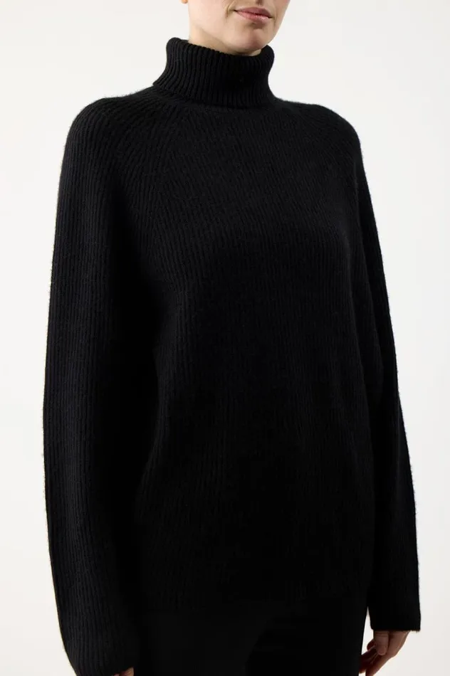 Women Sweaters and Turtlenecks Gabriela Hearst Wigman Knit Turtleneck Sweater In Black Cashmere