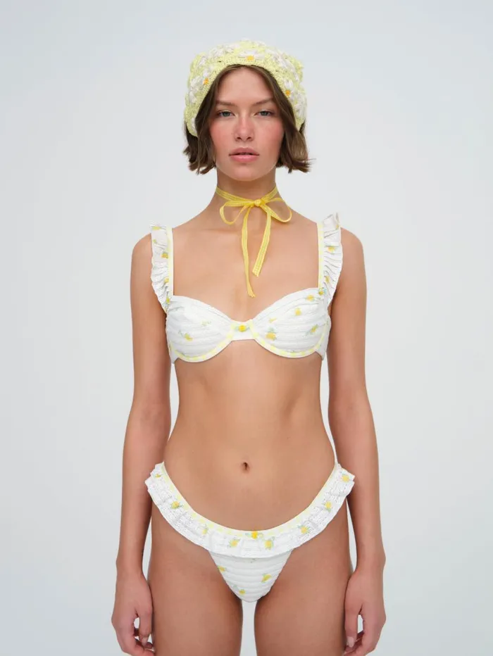 Women Swim For Love and Lemons Lilia Ruffle Bikini Bottom White Women Swim For Love and Lemons Lilia Ruffle Bikini Bottom White