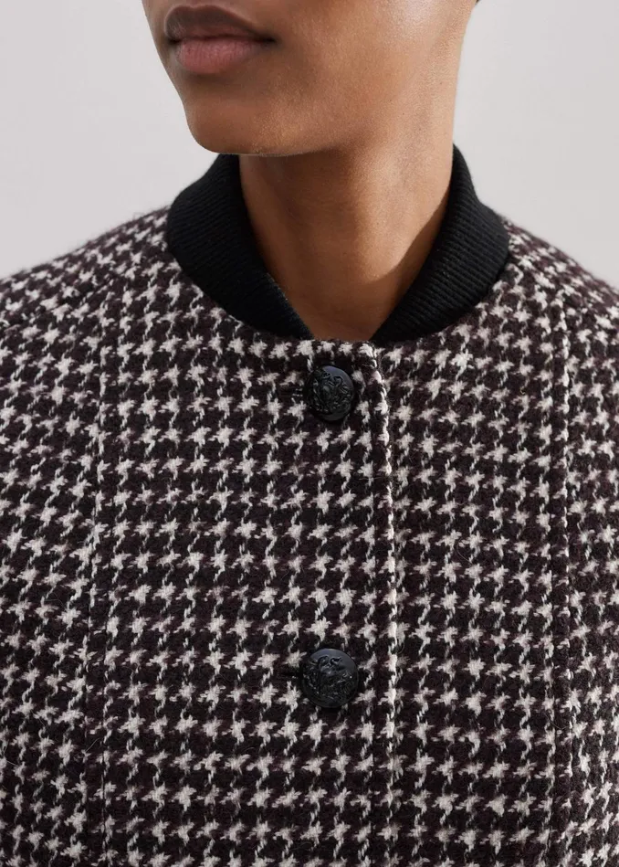 Women Swing Houndstooth Jacket Deep Merlotblackivory MEEM