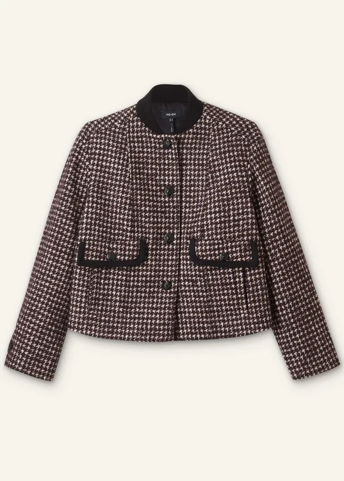 Women Swing Houndstooth Jacket Deep Merlotblackivory MEEM