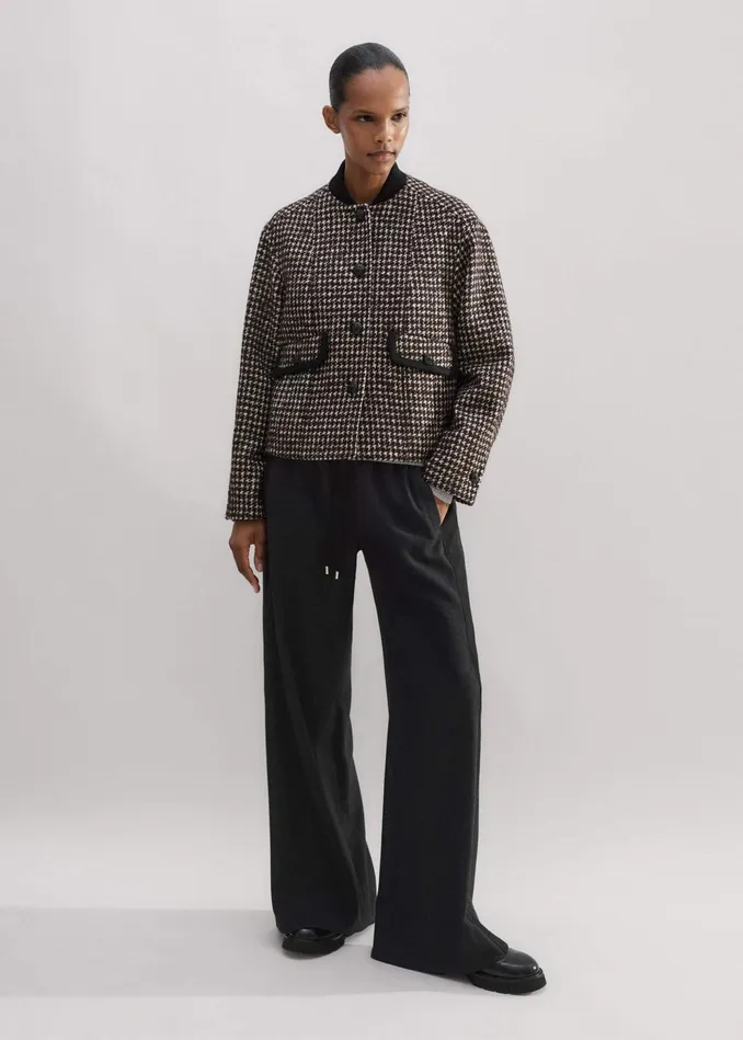 Women Swing Houndstooth Jacket Deep Merlotblackivory MEEM