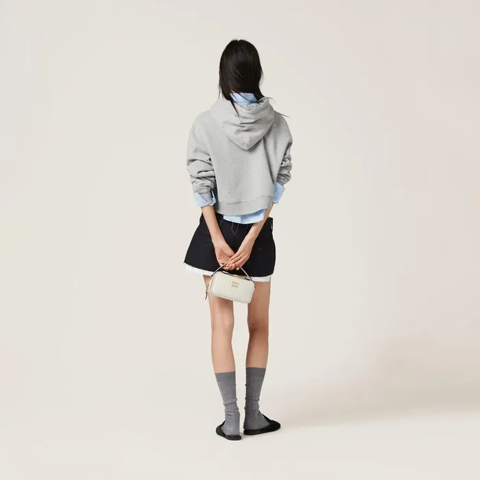 Women TShirts And Sweatshirts Miu Miu Cotton Fleece Hoodie Grey Women TShirts And Sweatshirts Miu Miu Cotton Fleece Hoodie Grey