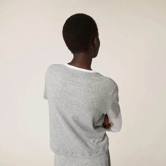 Women TShirts And Sweatshirts Miu Miu Ribbed Jersey Tshirt Grey Women TShirts And Sweatshirts Miu Miu Ribbed Jersey Tshirt Grey